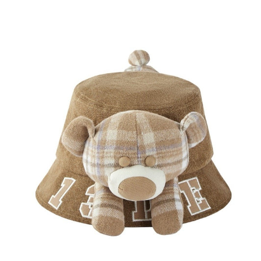 13DE MARZO Bear In Wormhole Denim Bucket Hat Brown