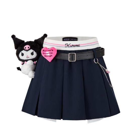 13DE MARZO Kuromi Logo Chain Belt Skirt Navy Blue