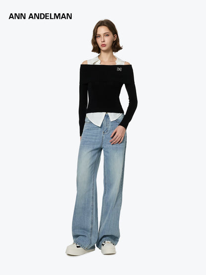 Ann AndelmanBlack Lapel Panel Shirt