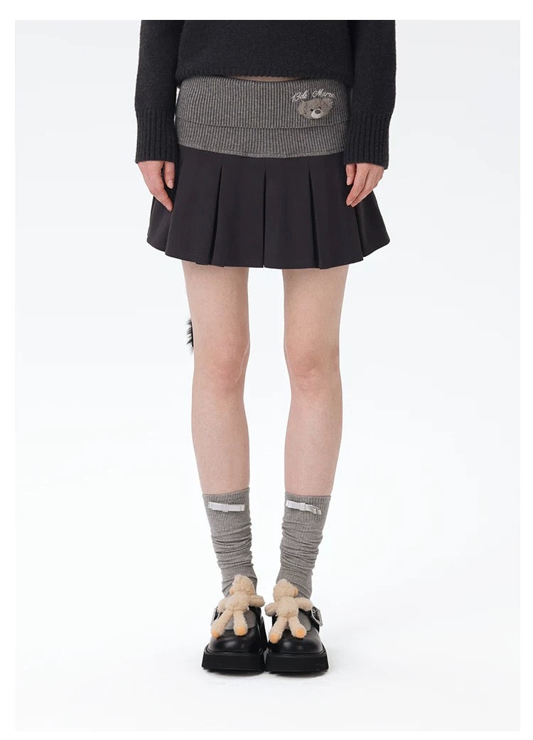 13DE MARZO Bear Head Upper Skirt Dark Grey