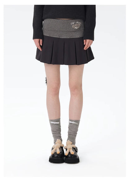 13DE MARZO Bear Head Upper Skirt Dark Grey