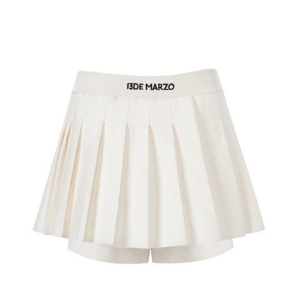 13DE MARZO Badge Punk Knit Skirt White