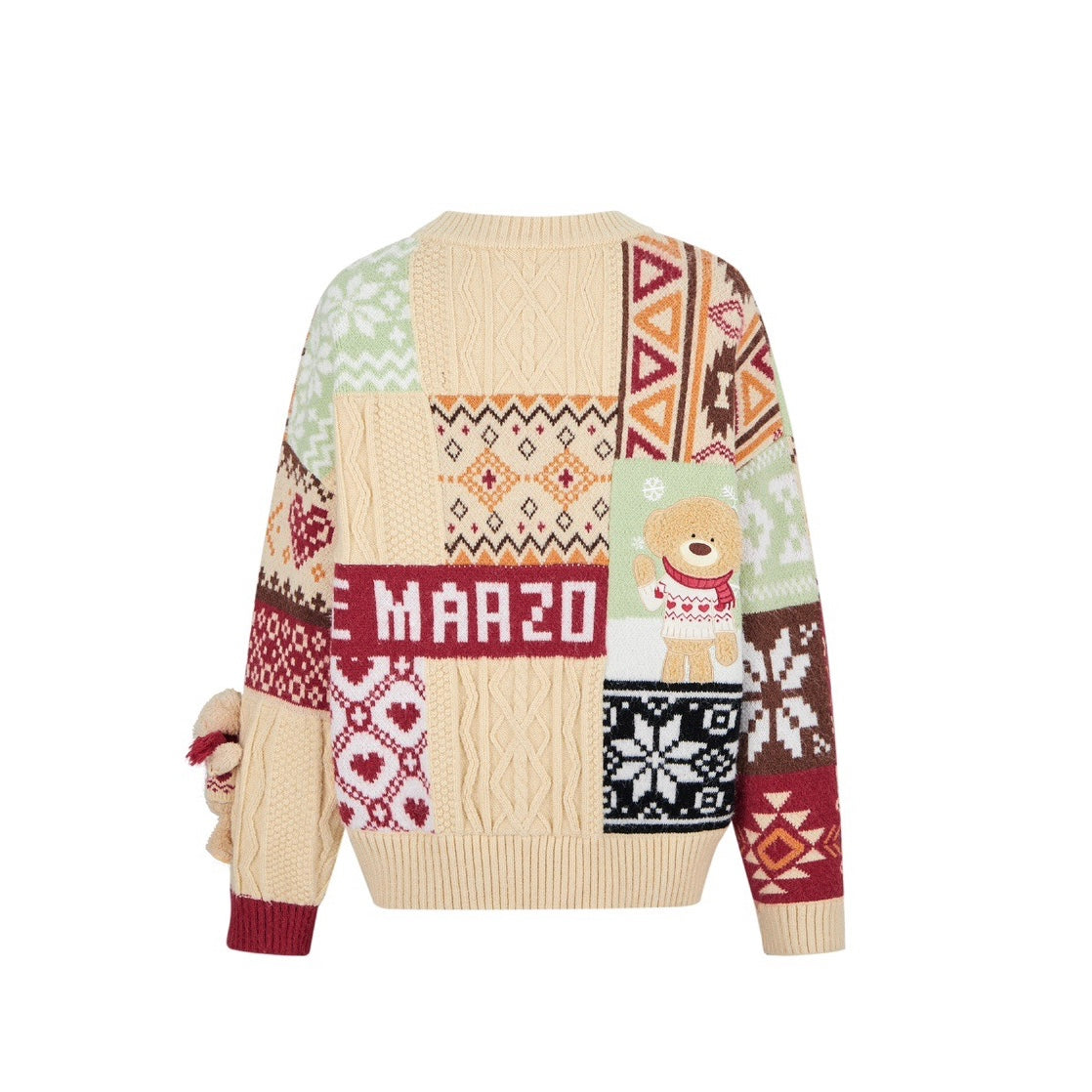 13DE MARZO Vintage Pattern Sweater Almond