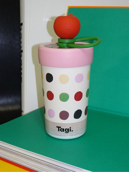 Tagi Apple Vacuum Water Bottle with Straw