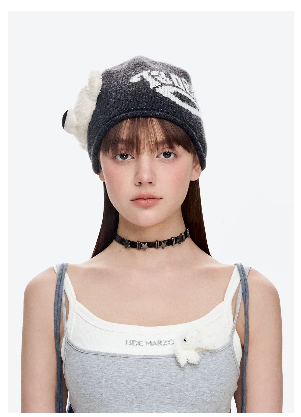 13DE MARZO Doozoo 3D Bear Beanie Dark Grey