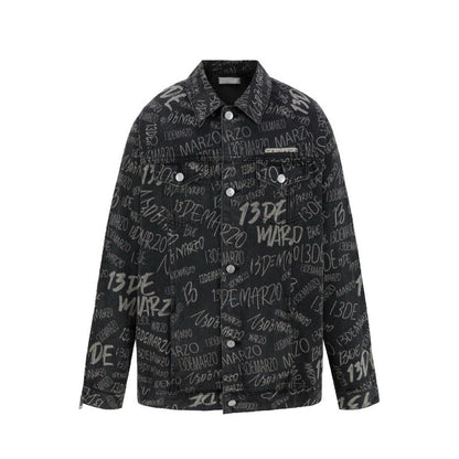 13DE MARZO Graffiti Logo Denim Jacket Black