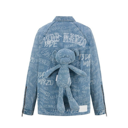 13DE MARZO Graffiti Logo Denim Jacket Blue