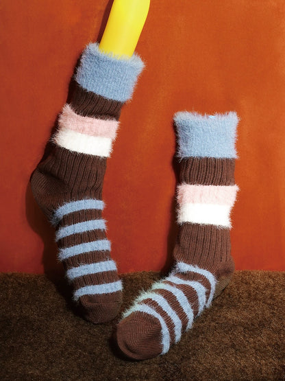 Tagi Warm Stripped Texture Cotton Socks Seasalt Scone
