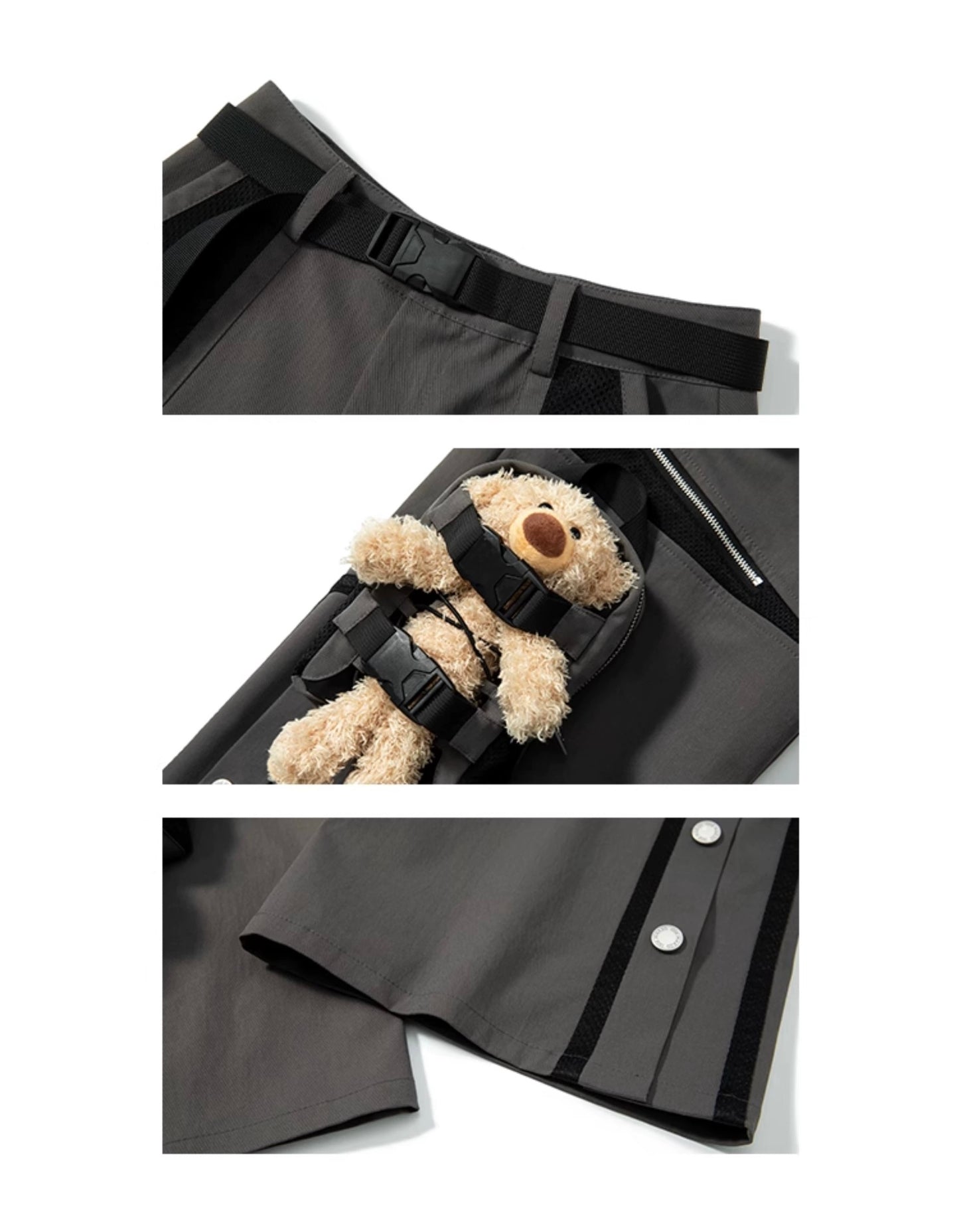 13DE MARZO Bear Bag Cargo Pants Gray