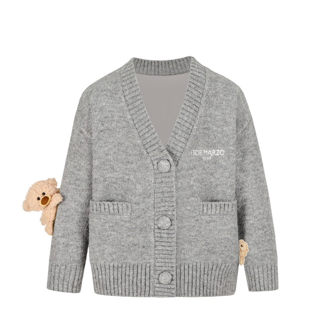 13DE MARZO BabyBear Knit Cardigan Gray