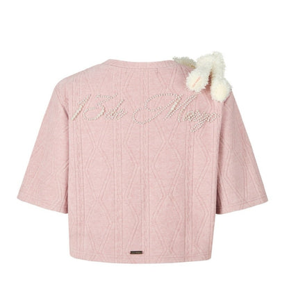 13DE MARZO Doozoo Towel Pearl T-Shirt Pink