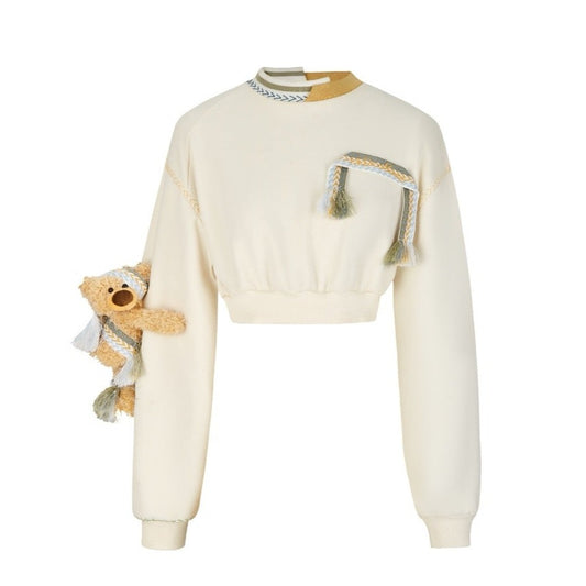 13DE MARZO Bear Deconstruct Sweatershirt Beige