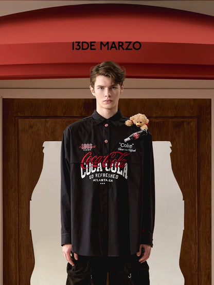 13DE MARZO x Coca-Cola Bear Layered Shirt Black