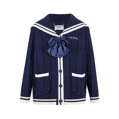 13DE MARZO Sailor Knitted Cardigan Navy Blue