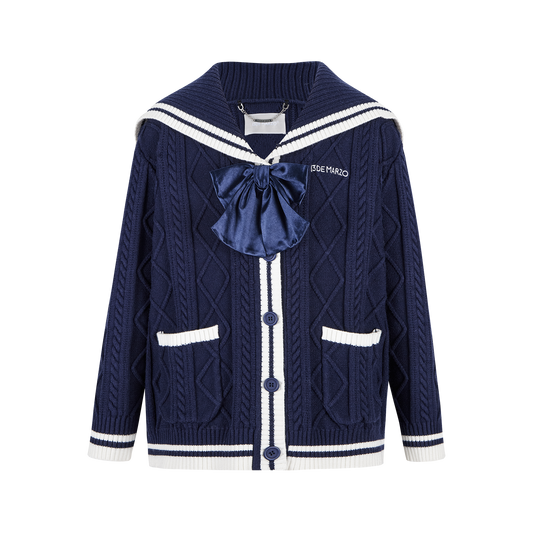 13DE MARZO Sailor Knitted Cardigan Navy Blue