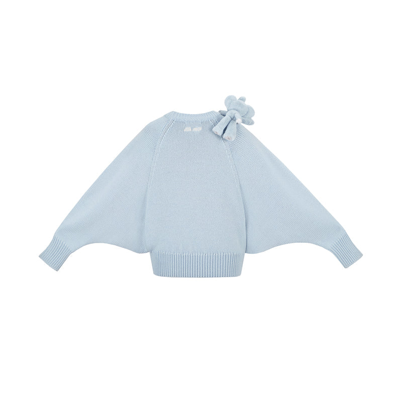 13DE MARZO Elephant Bear Batwing Sweater Blue