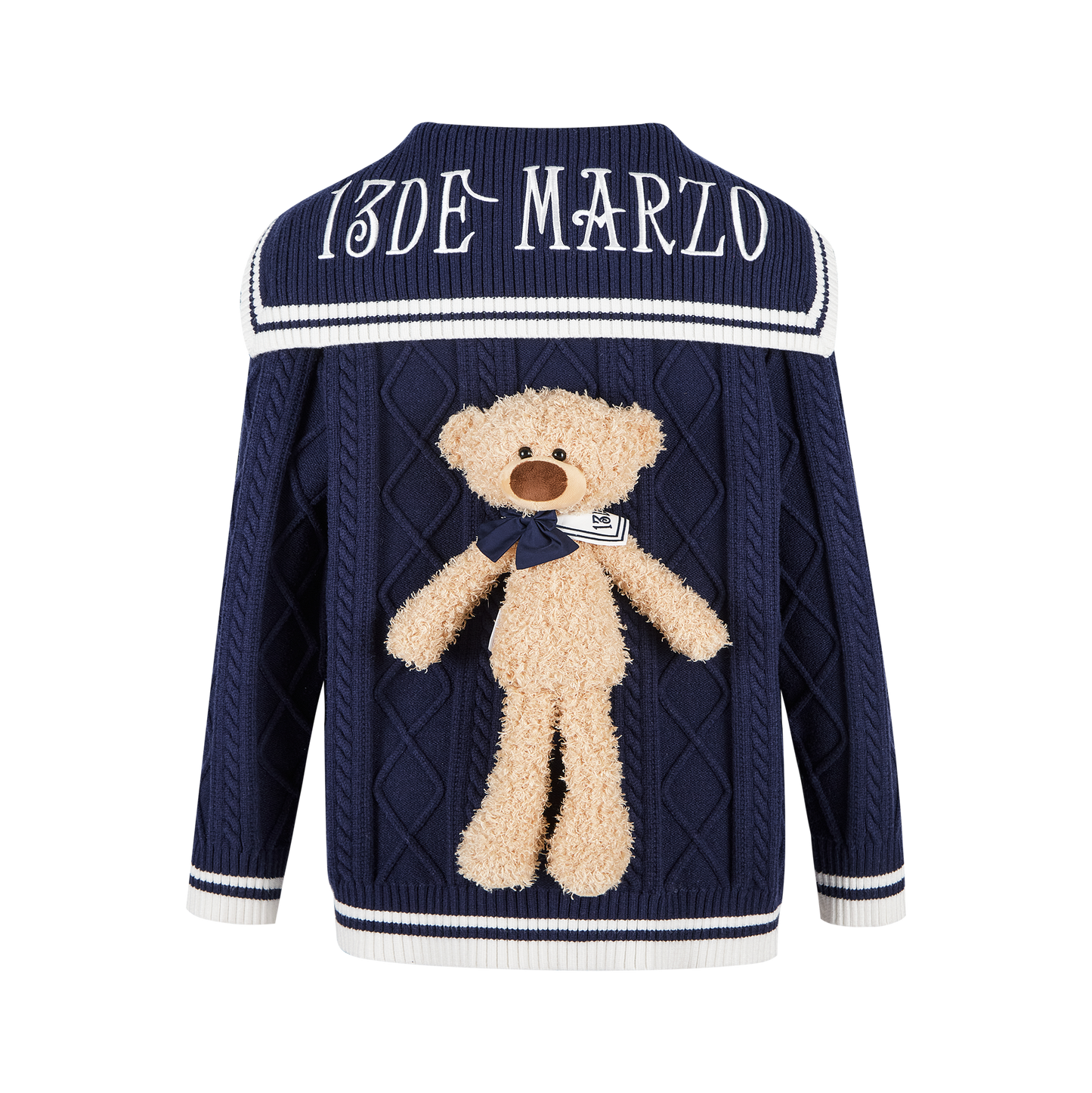 13DE MARZO Sailor Knitted Cardigan Navy Blue