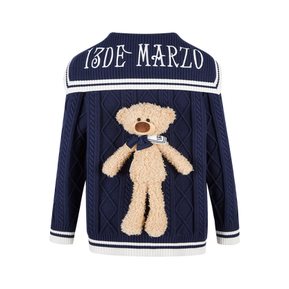 13DE MARZO Sailor Knitted Cardigan Navy Blue