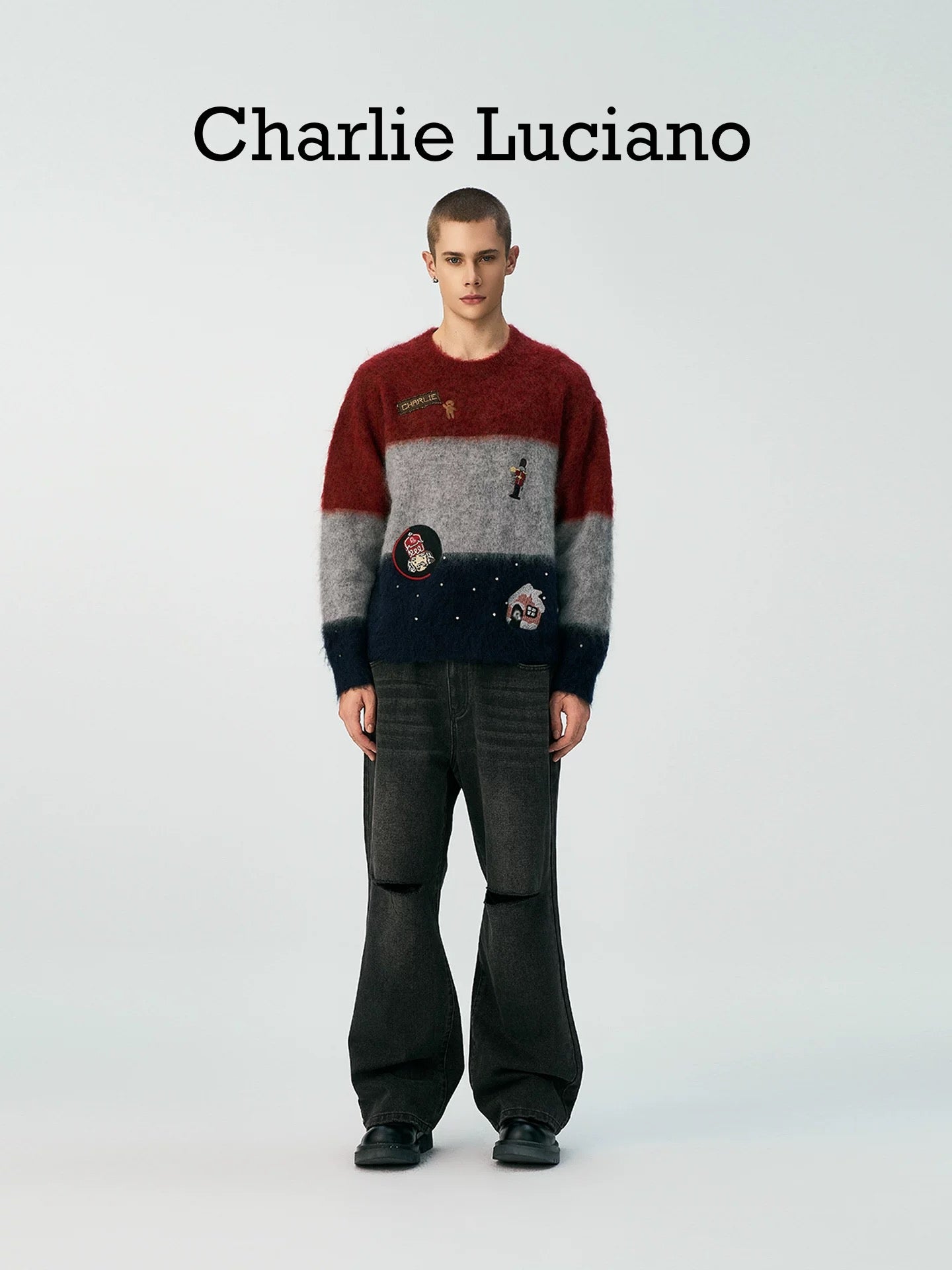 Charlie Luciano x Nutcracker Three-Color Striped Sweater