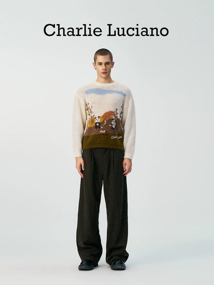 Charlie Luciano Panda BBQ Scene Jacquard Sweater