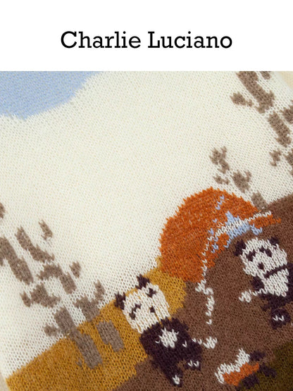 Charlie Luciano Panda BBQ Scene Jacquard Sweater