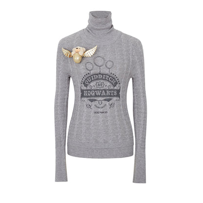 Harry Potter × 13DE MARZO Quidditch Bear High Neck Sweater Grey