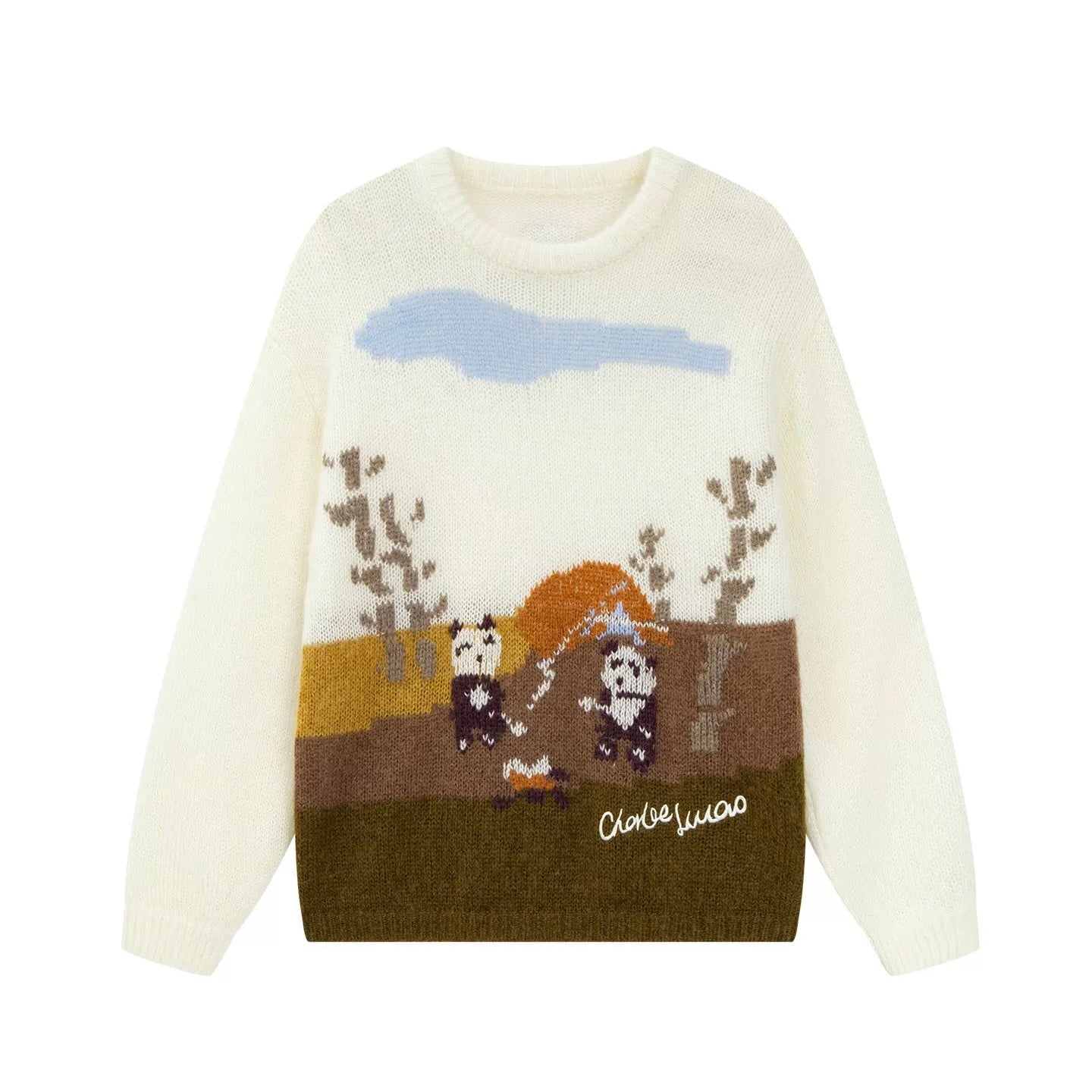 Charlie Luciano Panda BBQ Scene Jacquard Sweater
