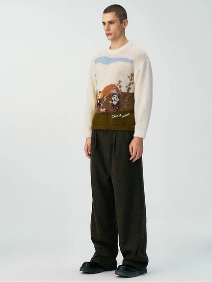 Charlie Luciano Panda BBQ Scene Jacquard Sweater