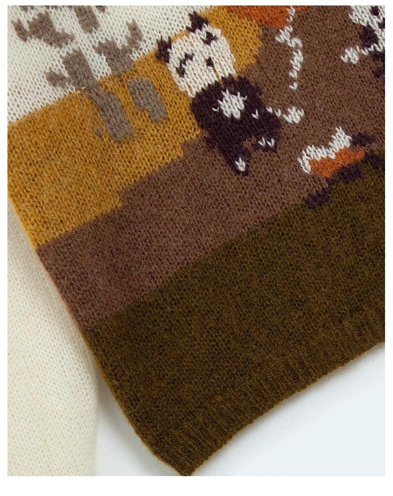 Charlie Luciano Panda BBQ Scene Jacquard Sweater