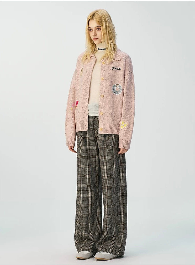 Charlie Luciano Christmas Speckled Turn-Down Collar Cardigan