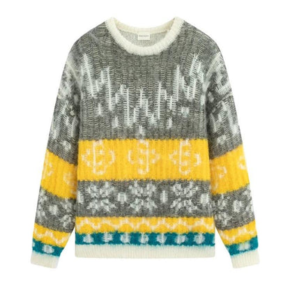 Charlie Luciano Fair Isle Pattern Crewneck Sweater