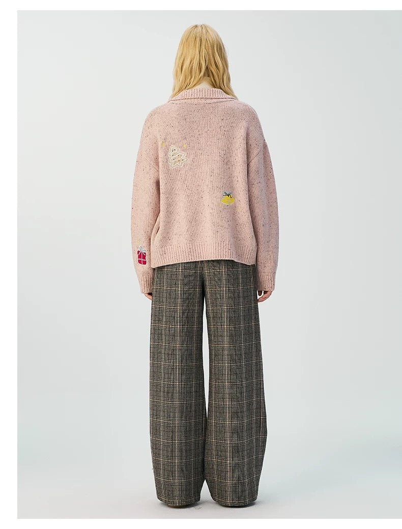 Charlie Luciano Christmas Speckled Turn-Down Collar Cardigan