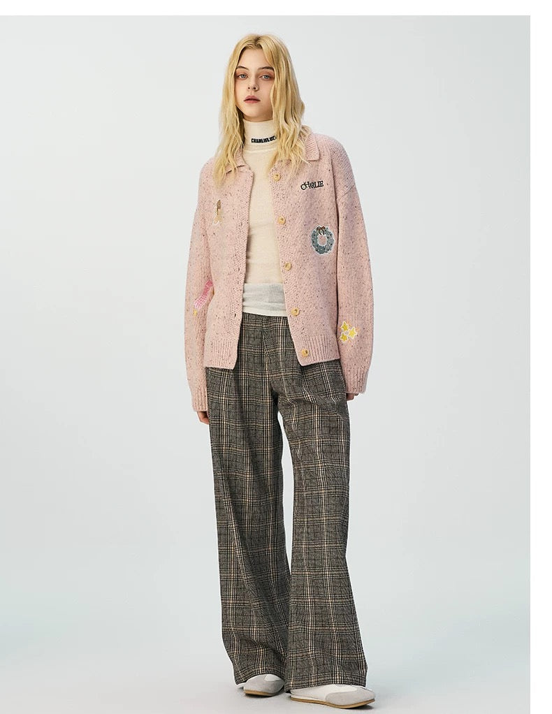 Charlie Luciano Christmas Speckled Turn-Down Collar Cardigan