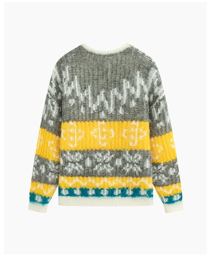 Charlie Luciano Fair Isle Pattern Crewneck Sweater