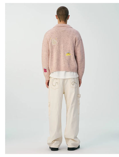 Charlie Luciano Christmas Speckled Turn-Down Collar Cardigan