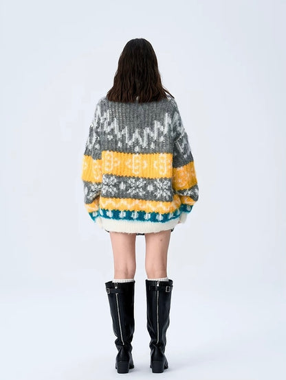 Charlie Luciano Fair Isle Pattern Crewneck Sweater