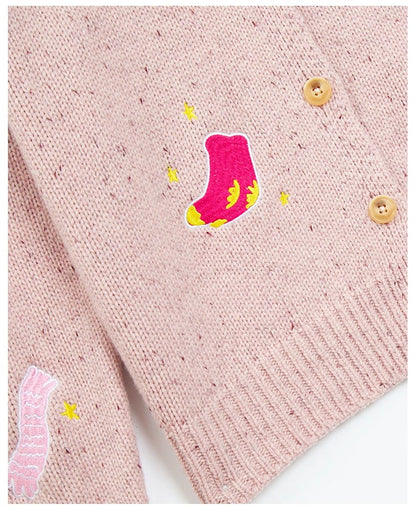 Charlie Luciano Christmas Speckled Turn-Down Collar Cardigan