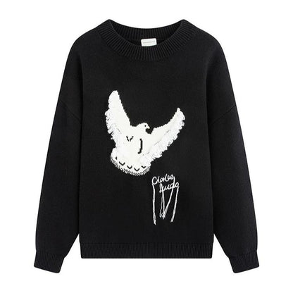 Charlie Luciano Dove of Peace Crewneck Sweater Black