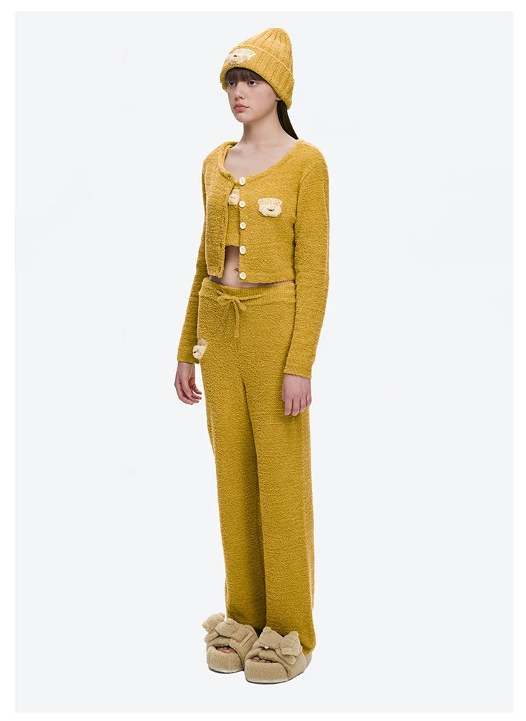 13DE MARZO Embroidered Plush Beanie Yellow