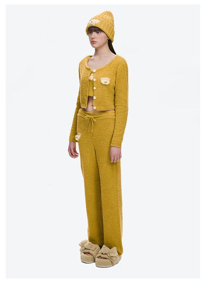 13DE MARZO Embroidered Plush Beanie Yellow