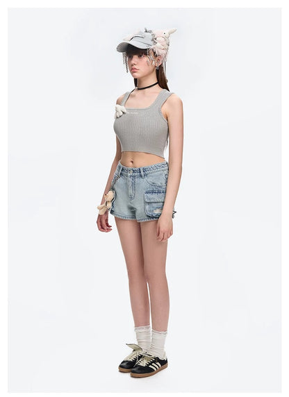 13DE MARZO Chains Fuzzy Ear Flap Cap Grey