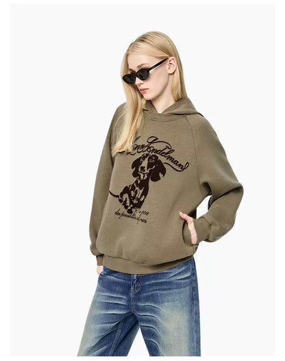 Ann Andelman Dark Brown Puppy Print Hoodie