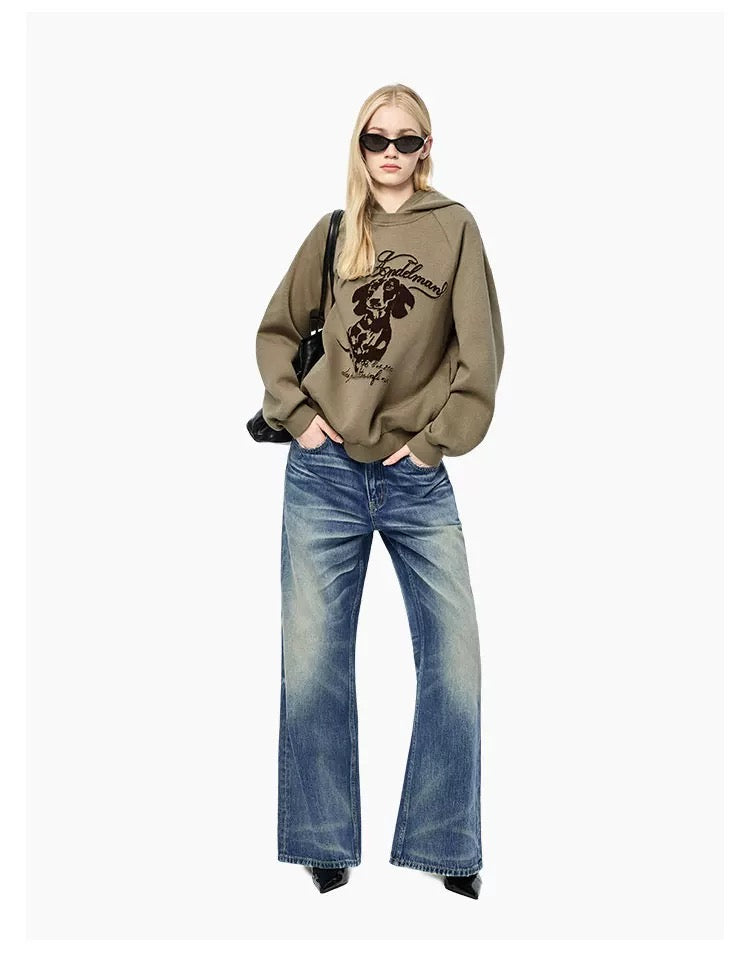 Ann Andelman Dark Brown Puppy Print Hoodie