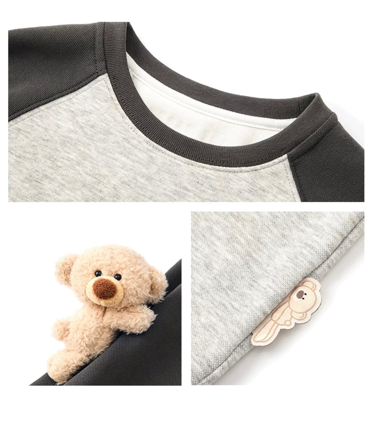 13DE MARZO BabyBear Raglan T-shirt Gray