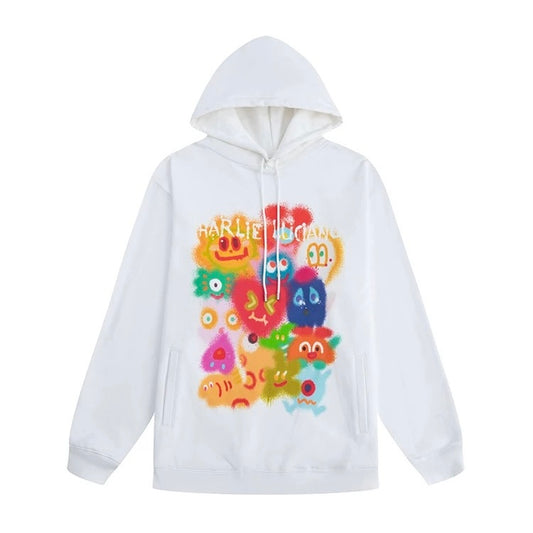 Charlie Luciano Cute Graffiti Logo Hoodie White