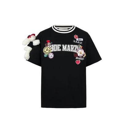 13DE MARZO Badge Knit Neck T-shirt