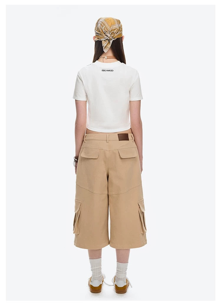 13DE MARZO Doozoo 3-D Bear Cropped Top White