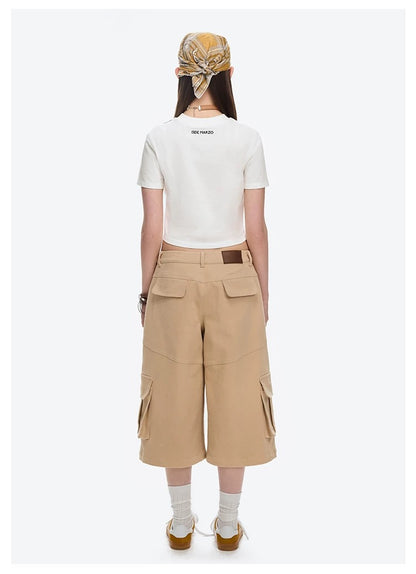 13DE MARZO Doozoo 3-D Bear Cropped Top White