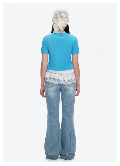 13DE MARZO Doozoo 3-D Bear Cropped Top Blue