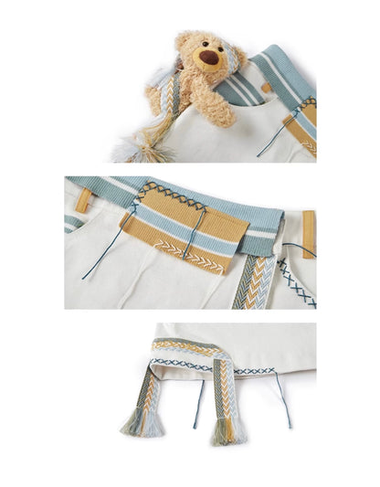 13DE MARZO Bear Deconstruct Knit Skirt White